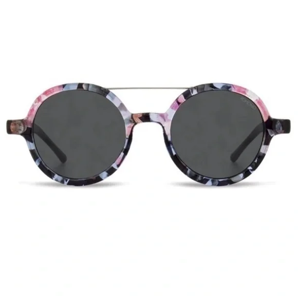 KOMONO Round Sunglasses NEW The Vivien Floral Black Pink NWT  display picture 2